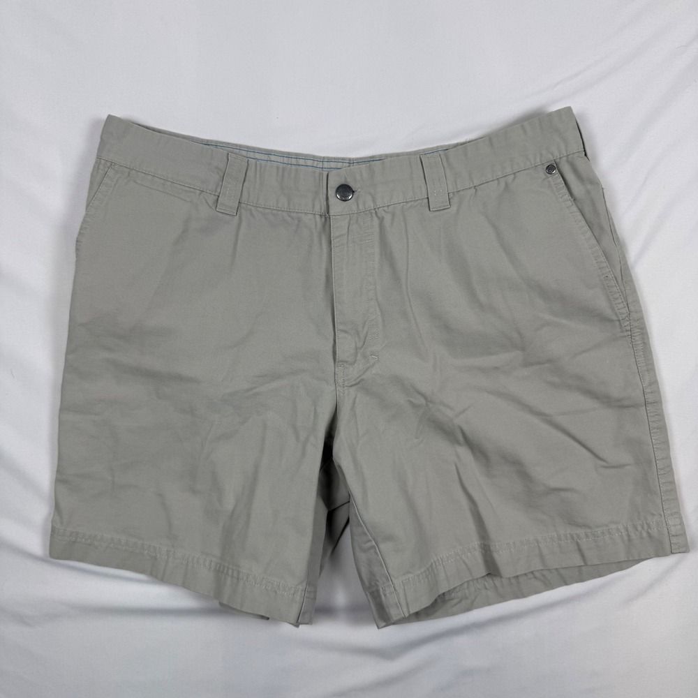 Columbia Mens 38w 8L Khaki Cotton Canvas Flat Front Hiking Shorts AM4358 Tan